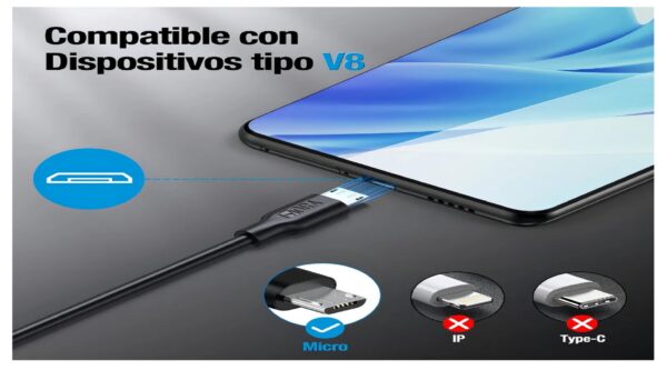 CABLE TIPO V8 1HORA  2.1A - Image 2