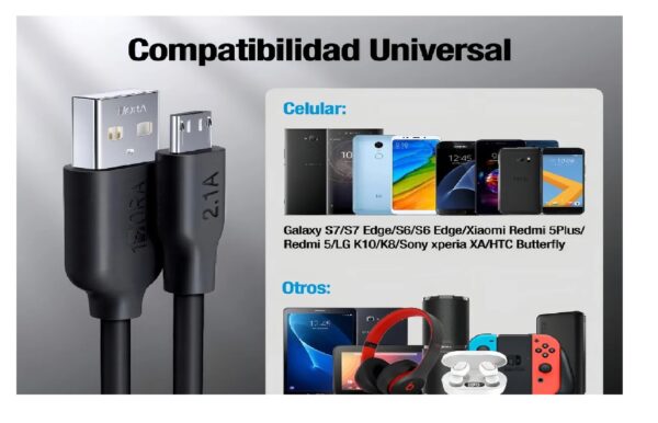 CABLE TIPO V8 1HORA  2.1A - Image 3