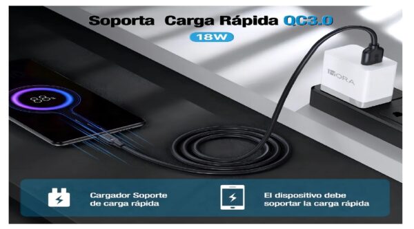 CABLE TIPO V8 1HORA  2.1A
